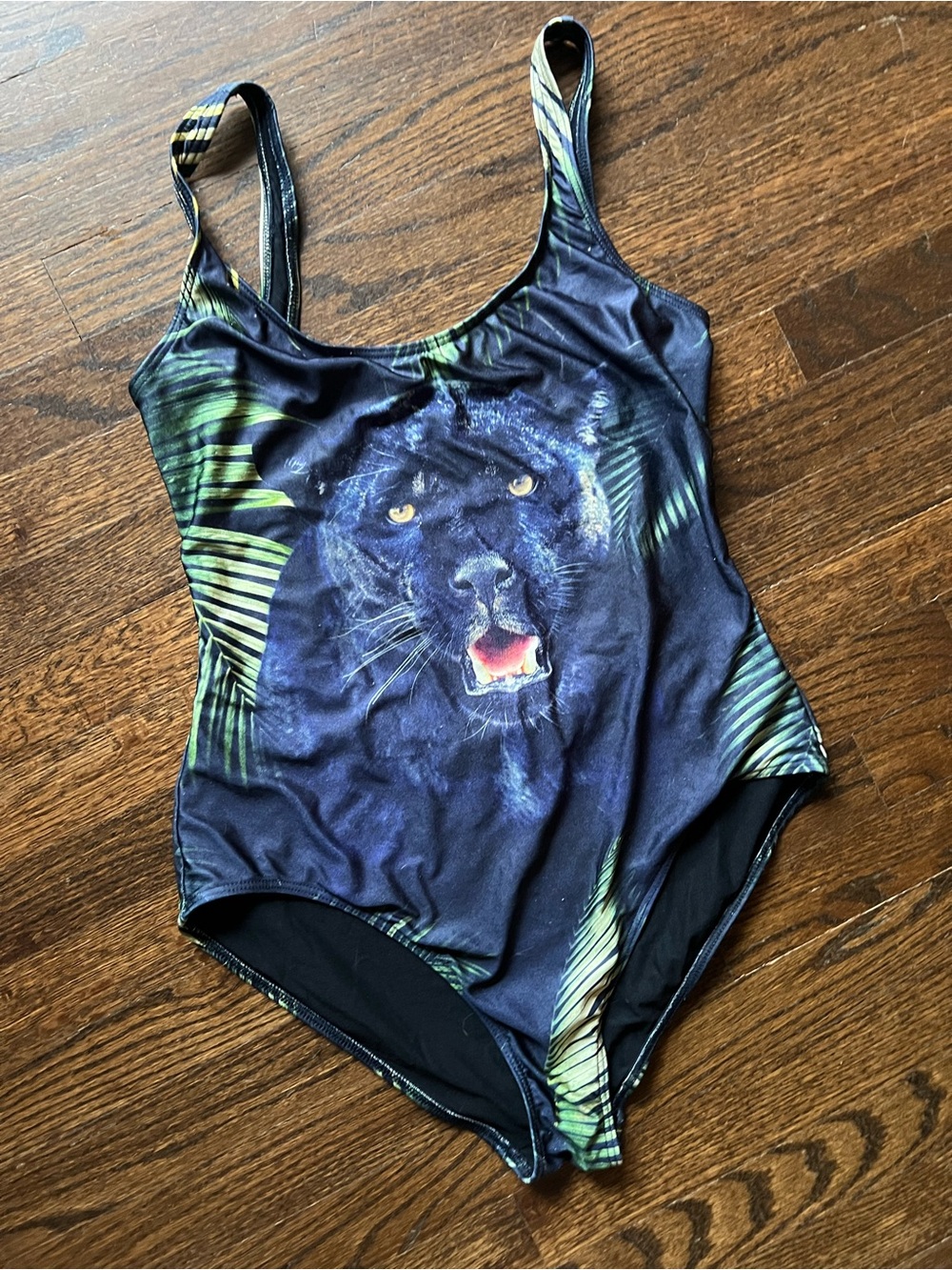 We Are Handsome Pantera Panther Print One-Piece Swimsuit Sz L